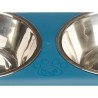 Comedouro para Gato Duplo Azul Metal 35 x 7,5 x 19 cm (12 Unidades)